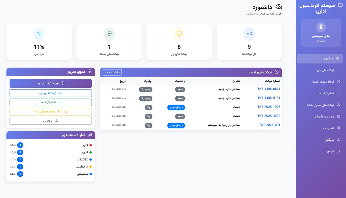 سیستم اتوماسیون اداری - مدیریت تیکت‌ها - تصویر کوچک 2